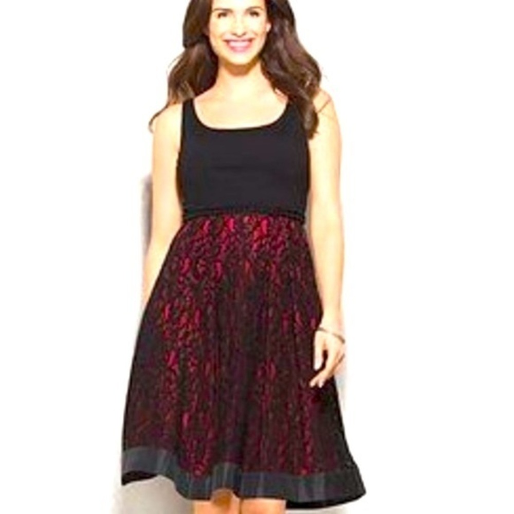 Carmen Marc Valvo Fit & Flare Lace Dress